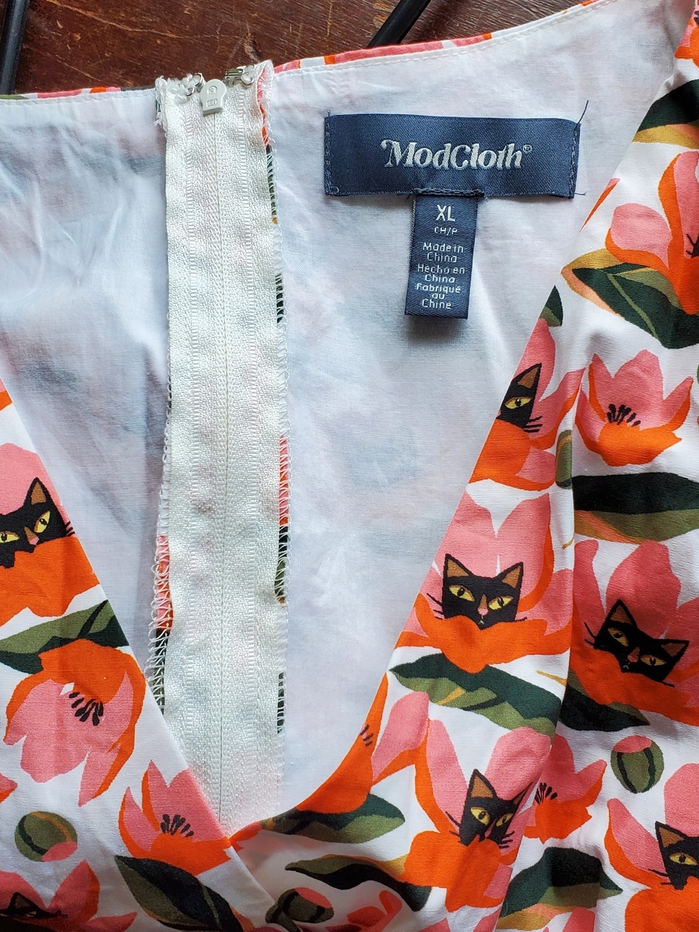 ModCloth Instant Energy Faux-Wrap Dress in Hide & Purr Cat Print, Size XL GUC - Picture 8 of 9